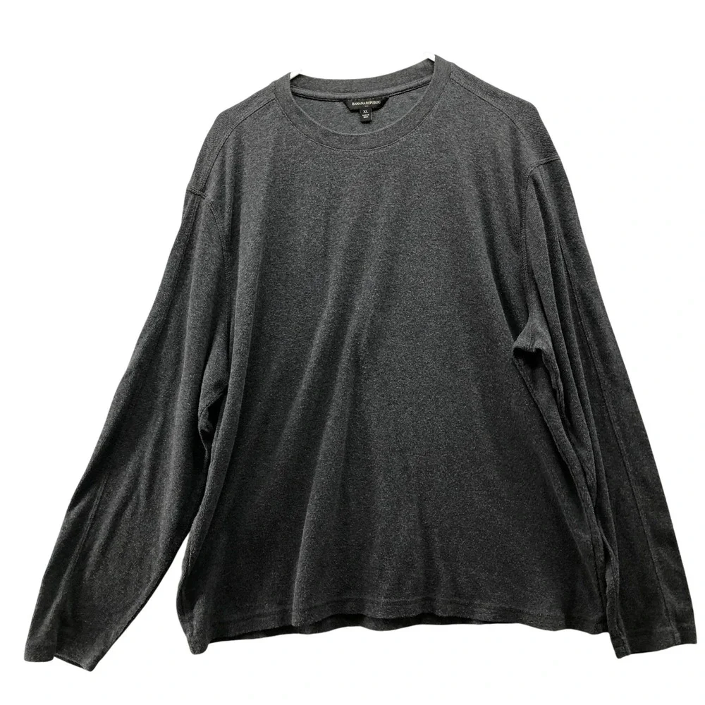 Banana Republic Thermal Long Sleeve T-Shirt Mens‎ XL Charcoal Gray Crewneck